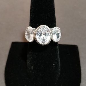 * 3 Stone Silver Ring .925 Sterling Silver